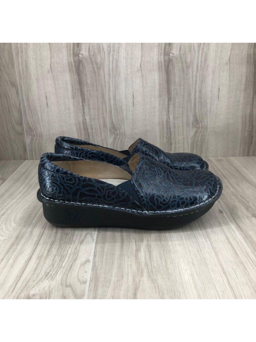 Alegria Shoes Womens EU 39 Debra Blue Leather Slip On Comfort Clogs